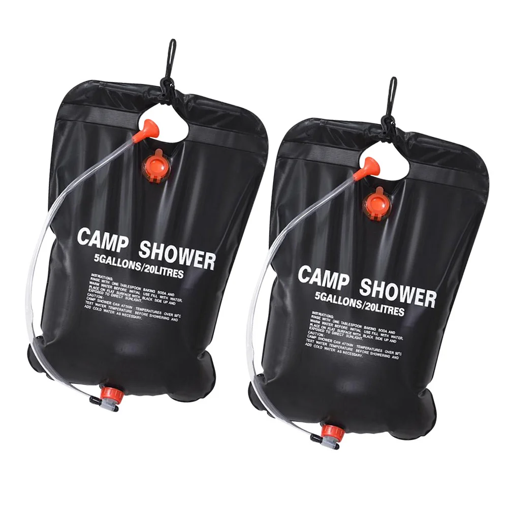 2 Pcs Summer Outdoor Camping Shower Bag Travel Gear Hot Water Pvc Hiking Portable