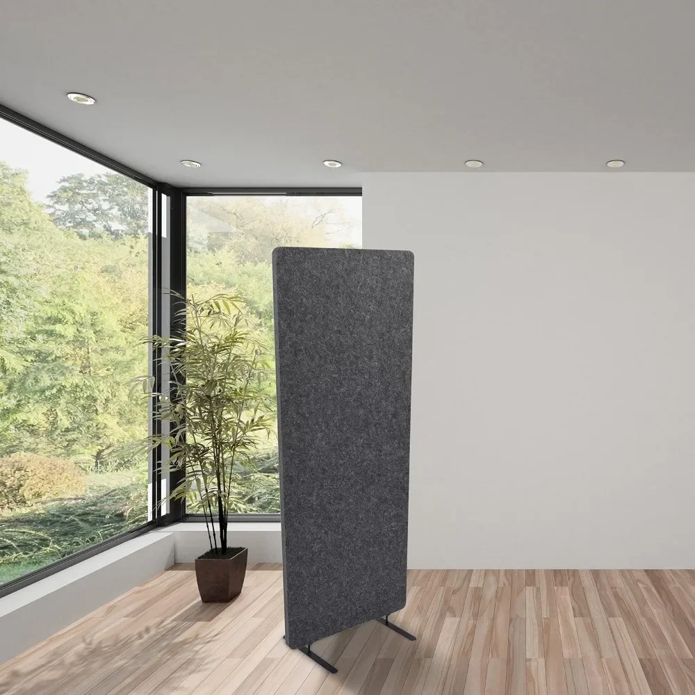 Freestanding Acoustic Desk Divider Privacy Panel to Reduce Noise and Visual Distractions (Anthracite Gray Fence Privacy Screens