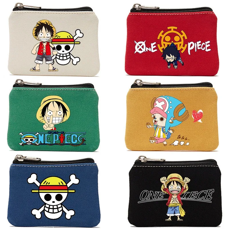 قطعة واحدة لوفي محفظة نسائية للعملات المعدنية محافظ كارتون أنيمي صغيرة محمولة حقيبة تخزين مستحضرات التجميل الصبي مفتاح المال المنظم قماش أكياس بسحاب