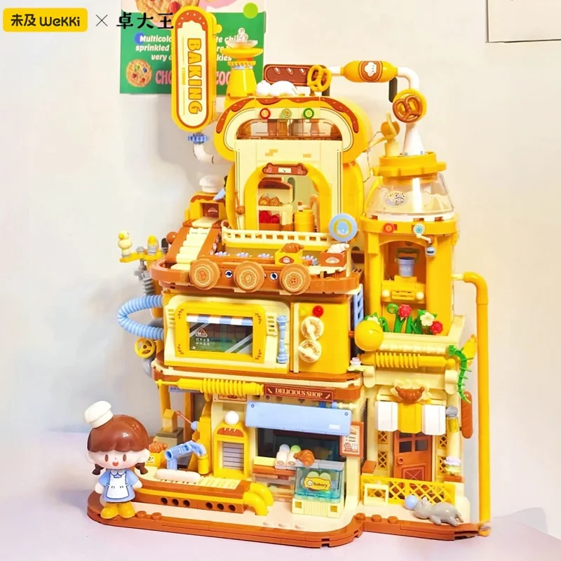 

Wekki Baking Workshop Building Blocks Small Particles Street Scene Children's Assembled Toys Cute Model Ornaments Gifts