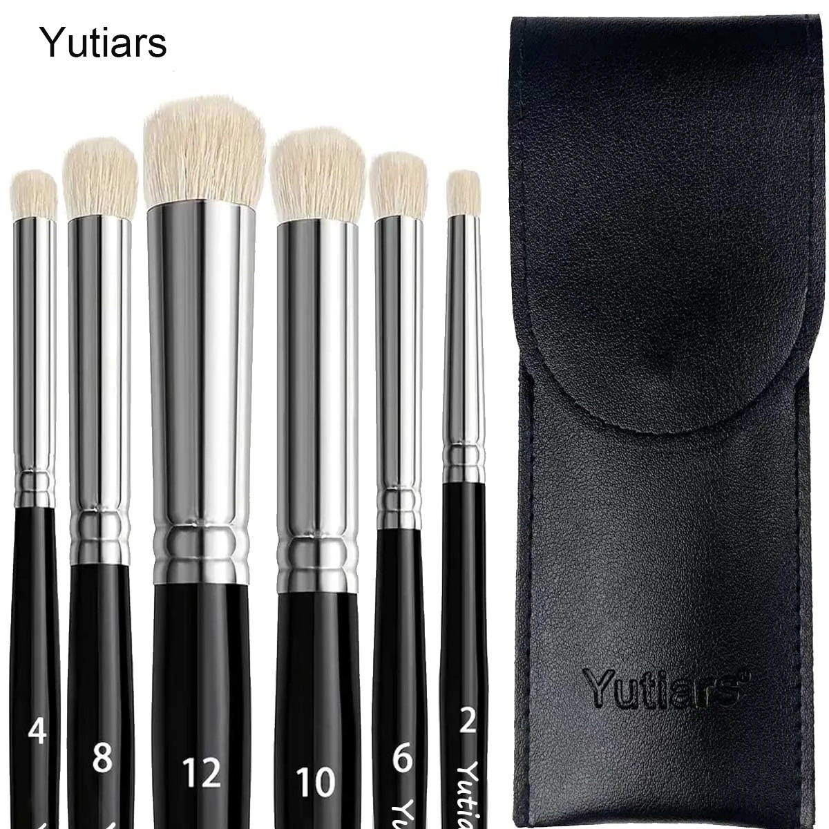 6Pcs Round Tip Dry Brush Set - Top Grade Wool Brushes Suitable For Watercolor, Acrylic Painting And Model Coloring Storage Bag