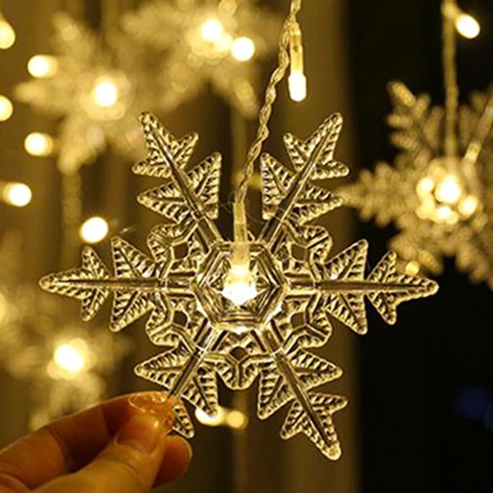 LED Curtain Snowflake String Lights Wave Fairy Light Holiday Party Christmas Decoration With 8 Modes Garden Decoration