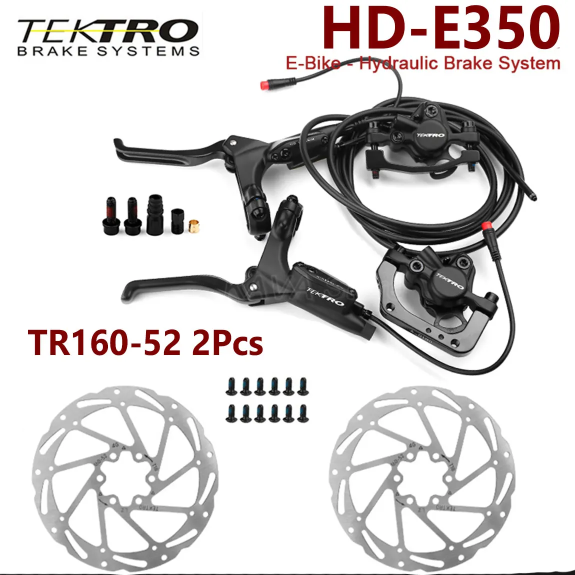Tektro eBike Hydraulische Schijfrem HD-E350 E3520 2 Pins Mannelijke Elektrische Fiets Schijfrem 160mm 180mm 203mm Rotor MTB Rem Onderdelen