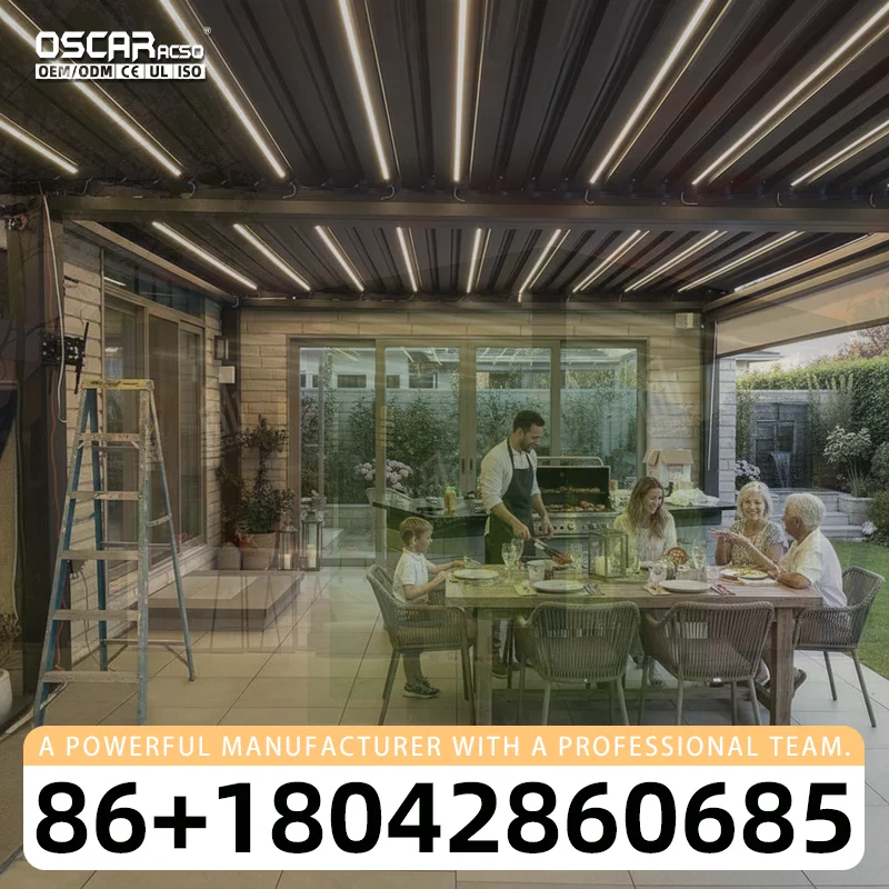 Modern Automatic Outdoor Arches Bioclimatic Aluminium Pergola with Opening Louvred Roof for Patio Garden Backyard pergola