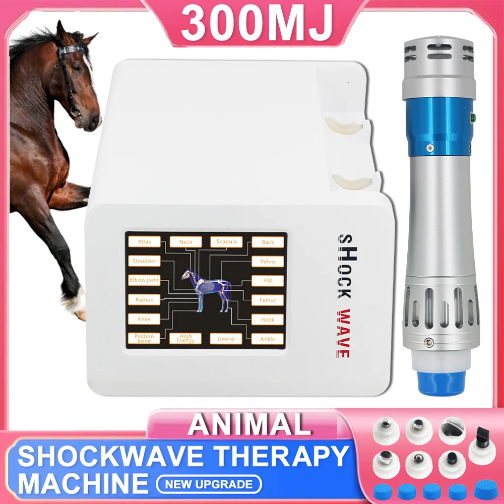 300MJ Shockwave Therapy Machine With 7 Head For Horse Body Massager Pain Removal Horse Animals Veterinary Shock Wave Device