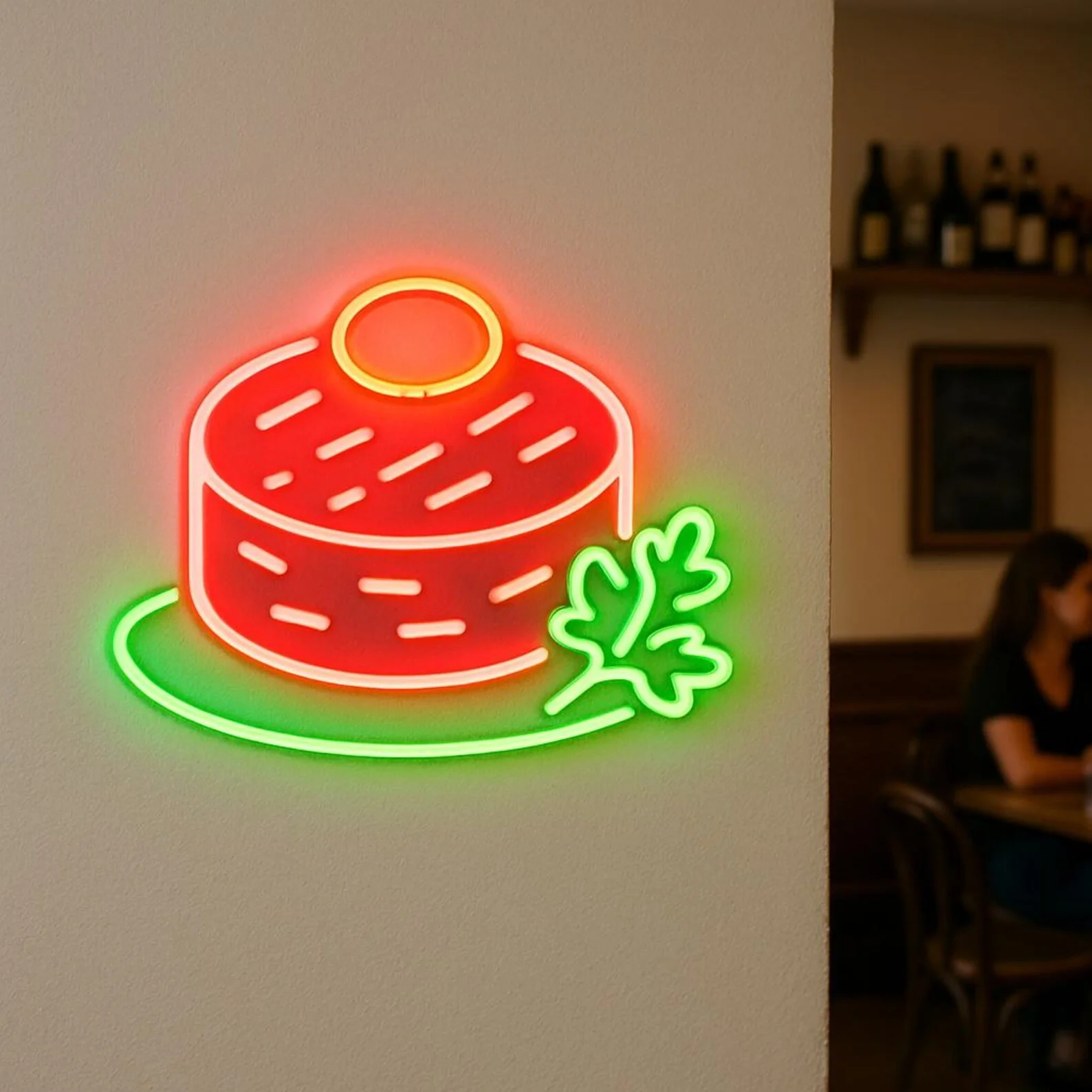 Steak Tartare Neon Sign,Restaurant Light. Gastronomy Led Sign, Gift Idea for the Chef, Chopped Meat Dish Neon Decor