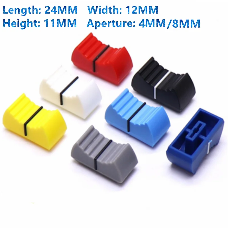 10PCS/LOT 24*12*11mm Mixer Electronic Keyboard Sliding Potentiometer Plastic Cap Fader Cap Knob Push Button 4/8MM Jack Push Cap