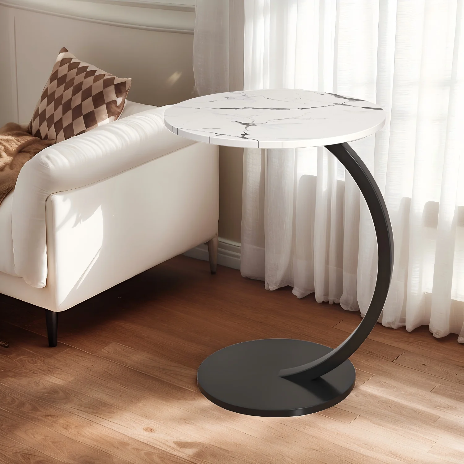 Coffee Tables Light Luxury Side Table Round Flower Bedside Table Bedside Home Study Desk Auxiliary Desk Living Room Furniture image 6