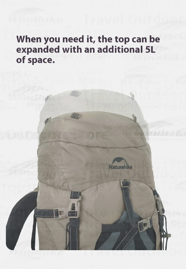 Naturehike 70+5L Camping Rucksack Wandern Große Kapazität Rucksack Ultraleichte Reisetasche W/Aluminium Legierung Rahmen Wasserdichte Abdeckung – Detail 10