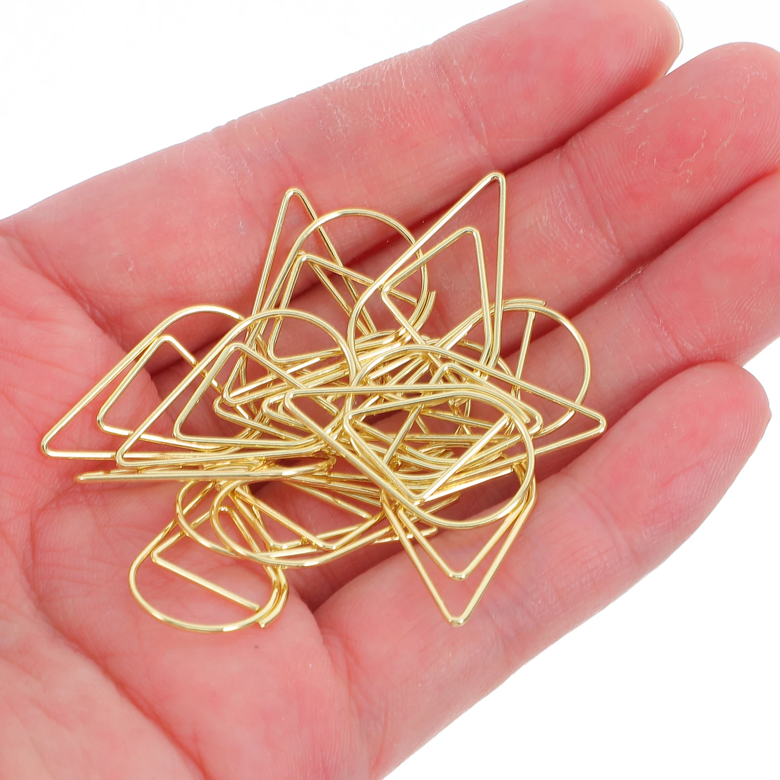 

100pcs Teardrop Shaped Paper Clips Gold Metal Mini Office Supplies Creative Document File Fastener for School Work