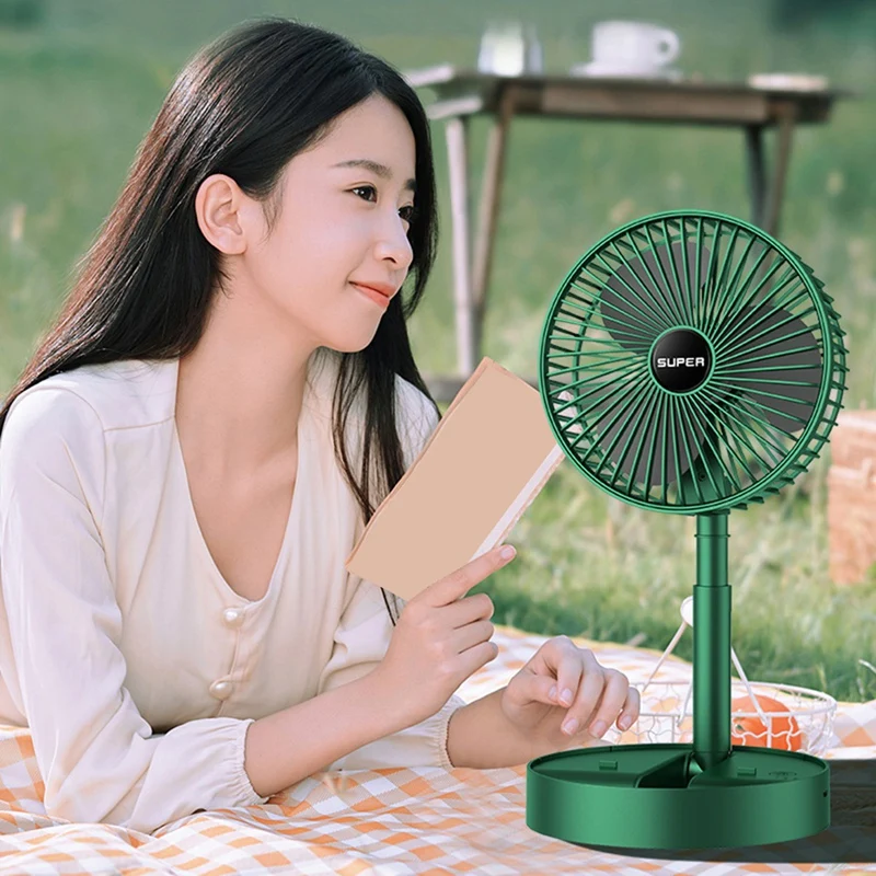 Folding Portable Retractable Electric Fan USB Rechargeable Battery Ultra-Quiet Adjustable Wind Speed Desktop Fan