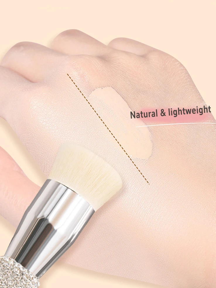 高級感あふれる輝くダイヤモンドメイクブラシセット フラットファンデーションパウダーメイクブラシ ヴィーガン合成メイクツール