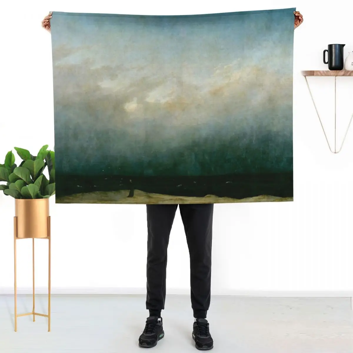 Caspar David Friedrich - The Monk by the Sea, (1808-1810) , artwork by Caspar David Friedrich Throw Blanket