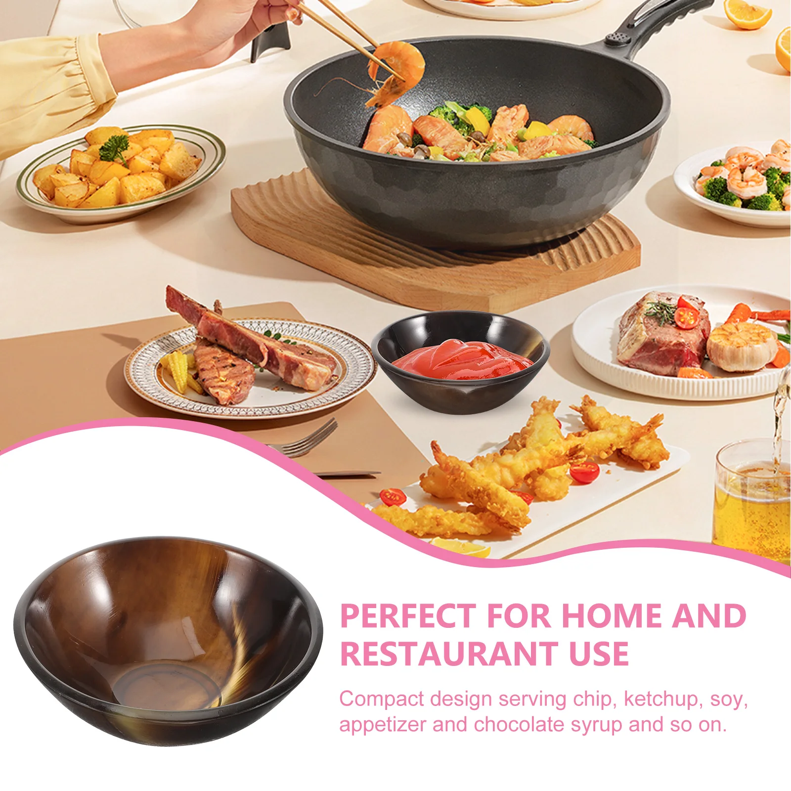 

2pcs Ox Horn Bowl Multi Functional Gua Sha Tea Cup Ingredient Bowl Small Decorative Stylish Elegant For