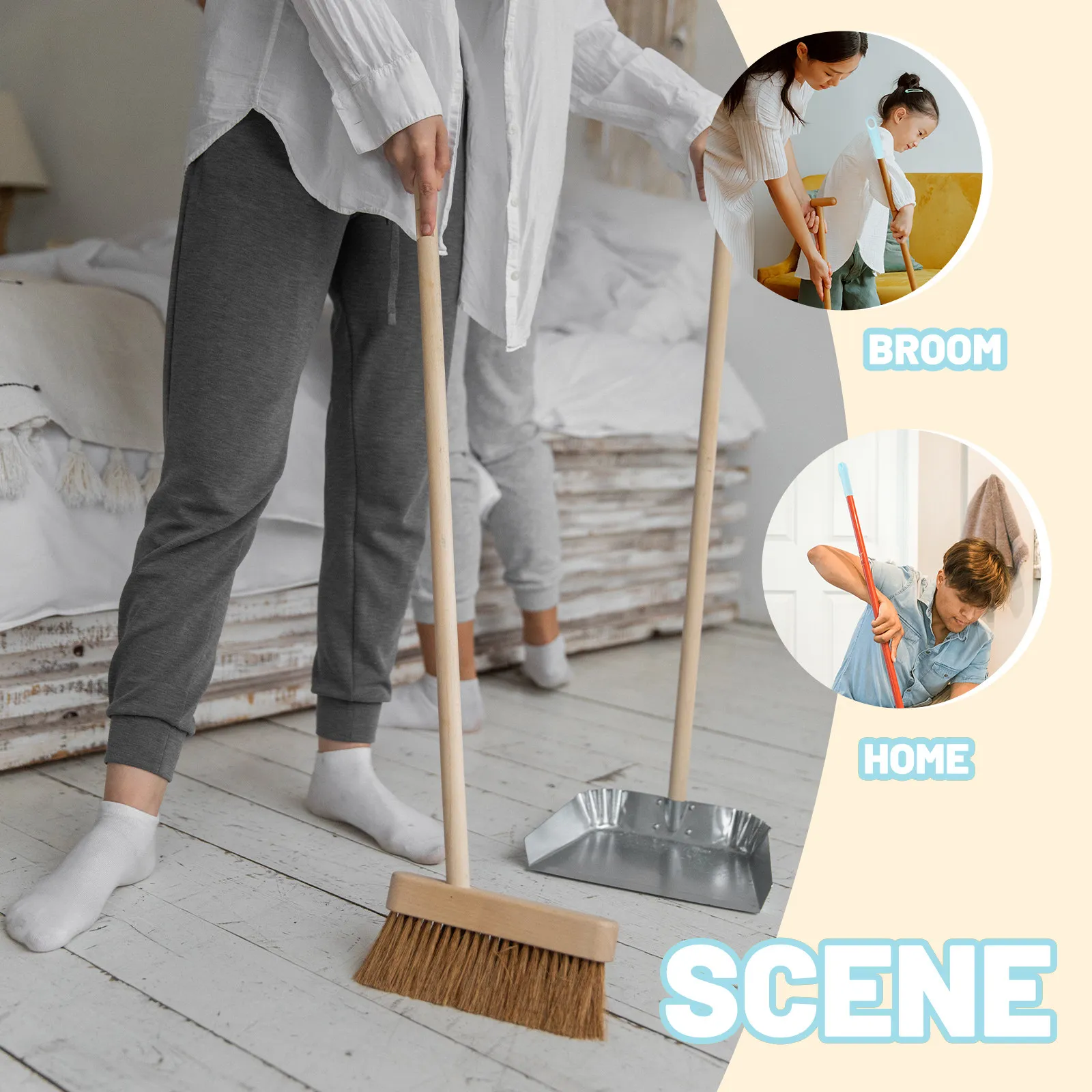 2Pcs Broom Handle Replacement Grip Compatible with Sweeping Broom Mop Pole Dustpan Clothesline Stick Duster Rod Sturdy Hangable
