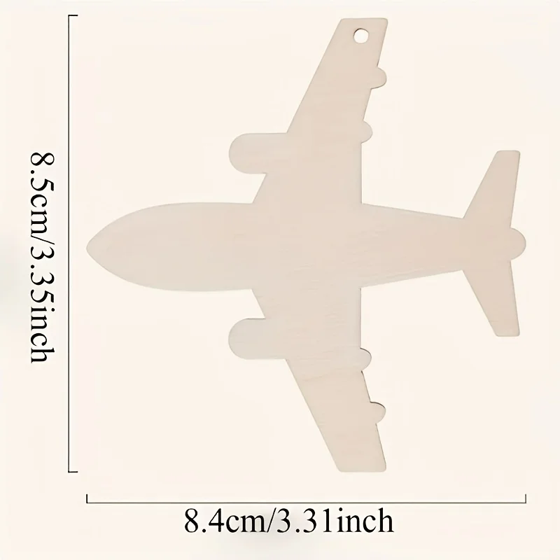 10pcs Solid Wood Airplane Silhouettes Smooth Unfinished Wooden Pieces DIY Painting Personalized Crafting Multipurpose Decor