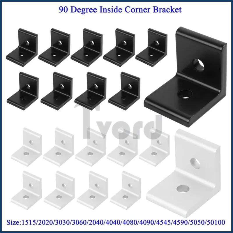 

10pcs 2020 3030 4040 2040 Aluminum Profile 2 Hole 4 Hole L Shape Inside Corner Bracket 90 Degree Angle Corner Bracket Connector