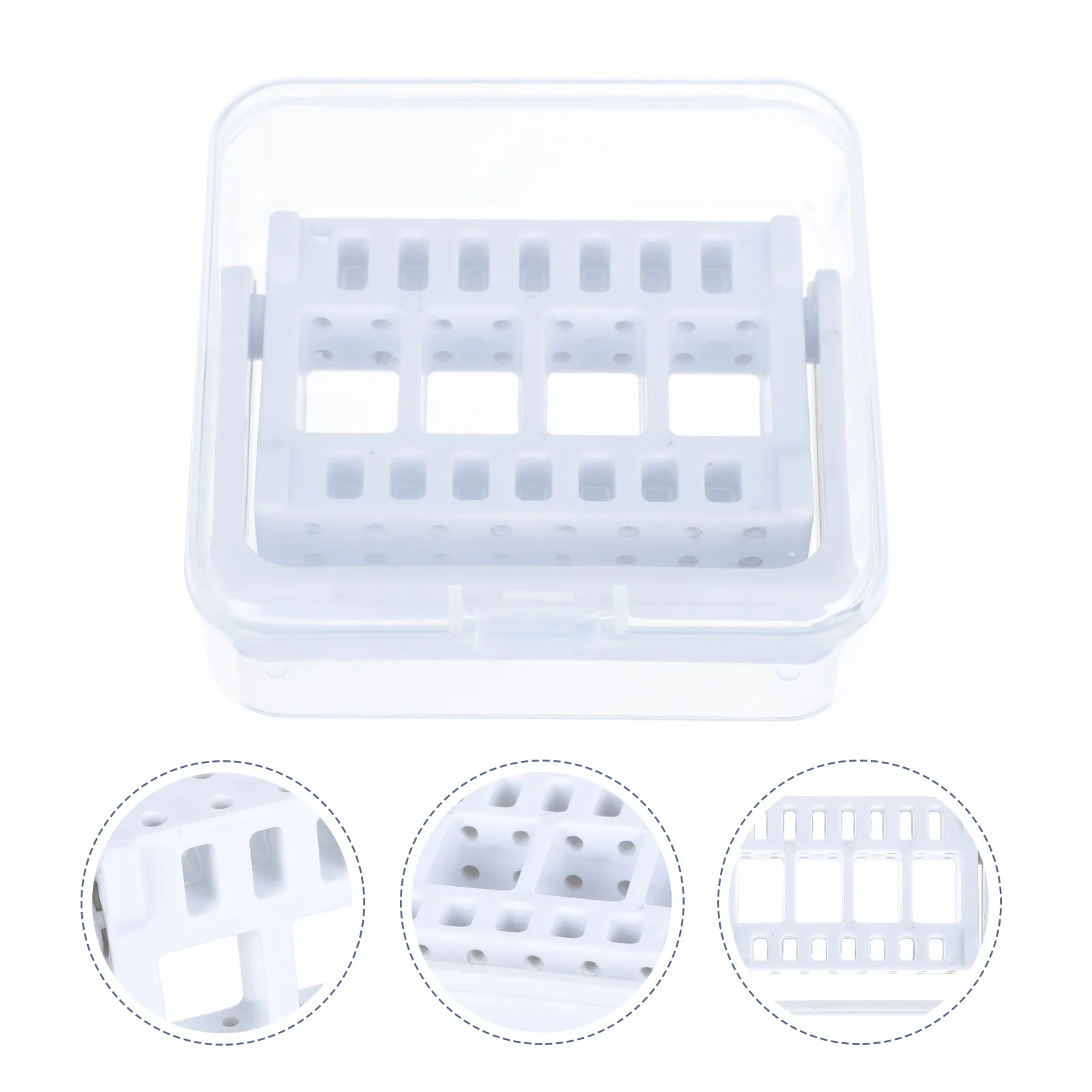 

1 шт. Белый пластиковый органайзер для маникюрных инструментов, устойчивый контейнер для хранения, пылезащитный чехол для насадок для полировки ногтей