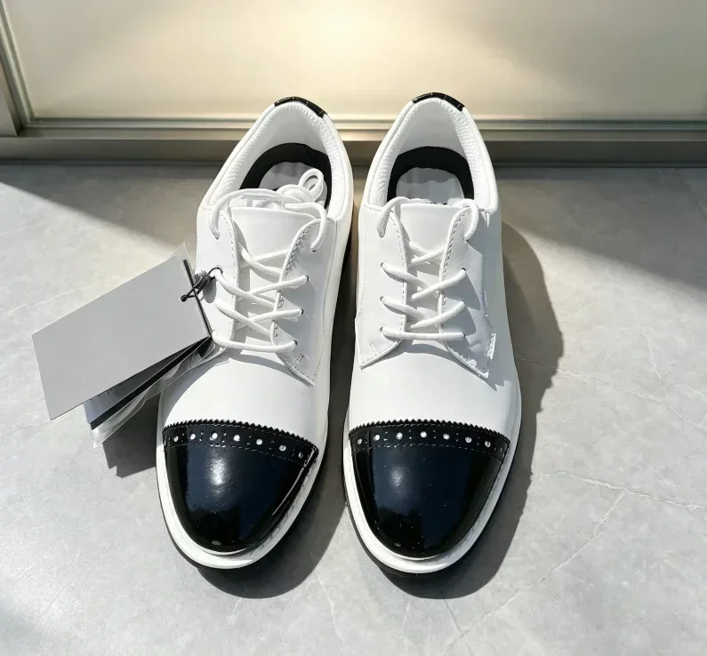 Women's Waterproof Golf Shoes Breathable Anti-Slip Outdoor British Style Spiked Training Sneakers