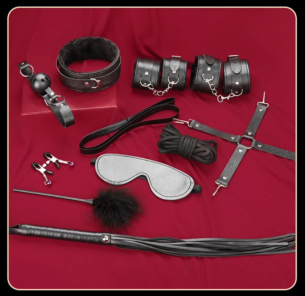 مجموعة ألعاب الجنس قيود عبودية مجموعة ألعاب جنسية ألعاب جنسية ألعاب مثيرة المكونات الشرجية أصفاد سوط الكمامة Bdsm أطقم ألعاب جنسية للأزواج