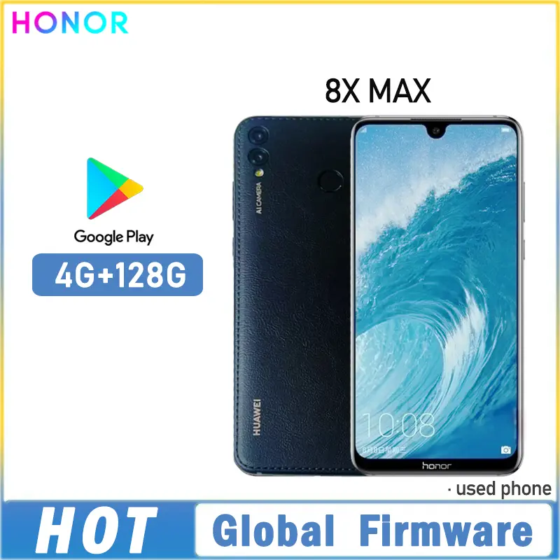 هاتف HONOR 8X MAX الذكي بنظام تشغيل عالمي EMUI 8.2.0 شاشة 7.12 بوصة بطارية 5000 مللي أمبير في الساعة معالج Snapdragon 660 شريحتين هاتف مستعمل