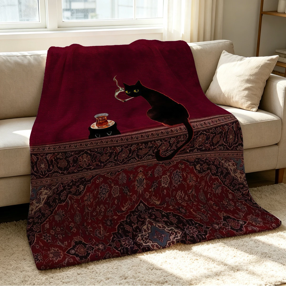 Tea & Smoke Blanket Soft Cozy Throw for Sofa Bed Festive Holiday Decor Gift for Kids and Adults,Lightweight and Warm