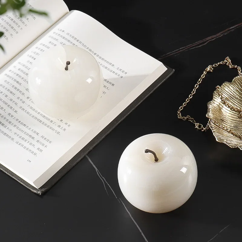 【Natural】Modern light luxury solid natural marble jade apple ornament decoration entrance TV cabinet decoration