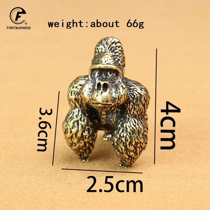 Solid Brass Gorilla Small Statue Office Desk Ornament Decoration Crafts Collection Animal Orangutan Figurine Miniature Toy Gifts