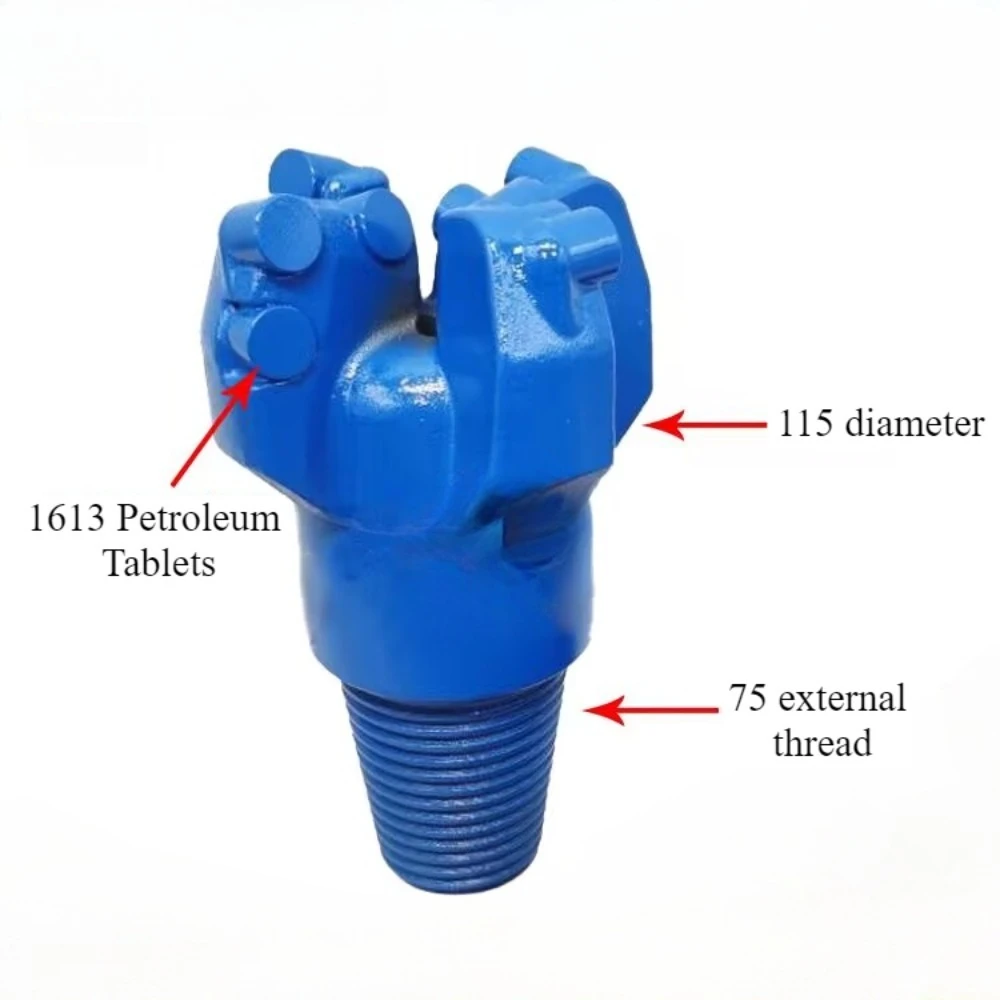 1613 Oil Tablet 75 Thread 115 Four-leaf Arc Angle PDC Coreless Drill Bit