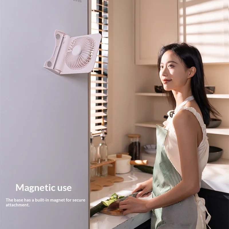 2026 Magnetic Desk Fan with USB Charging Mini Home Office Portable Wall-Mounted Compact Table Fan