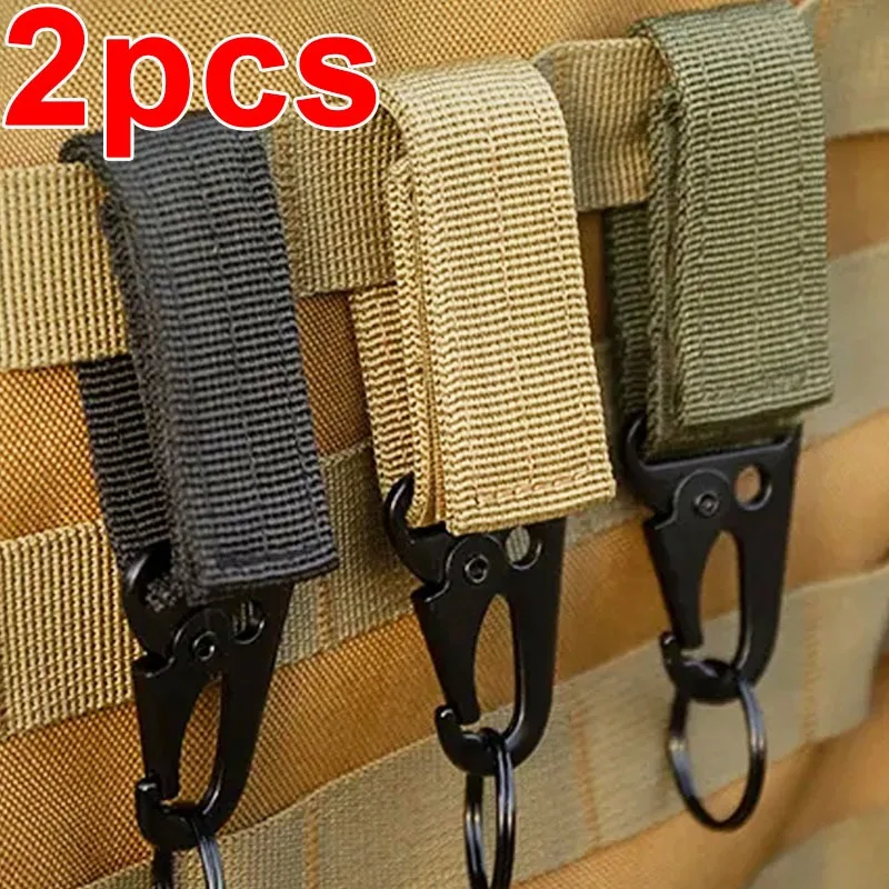 1/2pcs Tactical Hanging Buckle Molle Nylon Webbing Carabiner Belt Triangle Keychain for Outdoor Climbing Camping Tool Accessory