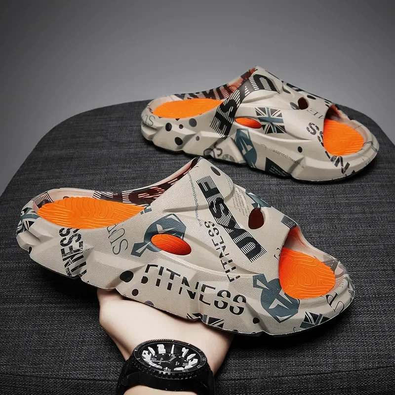 

Original New Style Slippers Men's Sandals Summer Fashion Thick Bottom Anti-slip Slip-on Flip Flops Camouflage Beach Slides Shoes