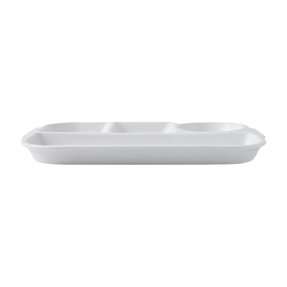 

1Pcs Ceramic Divided Food Plate White Dinner Plate Multi-Compartment for Serving Breakfast Lunch Storage
