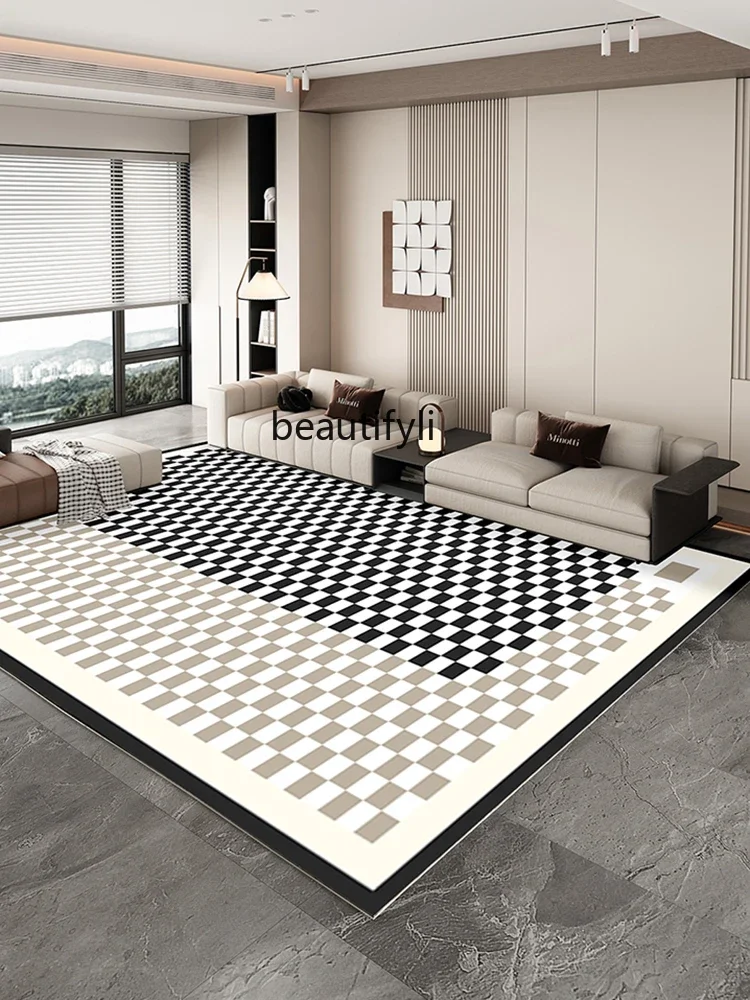 Chessboard Plaid Living Room Carpet Bedroom Bedside Blanket Modern Light Luxury Premium Floor Mat Home