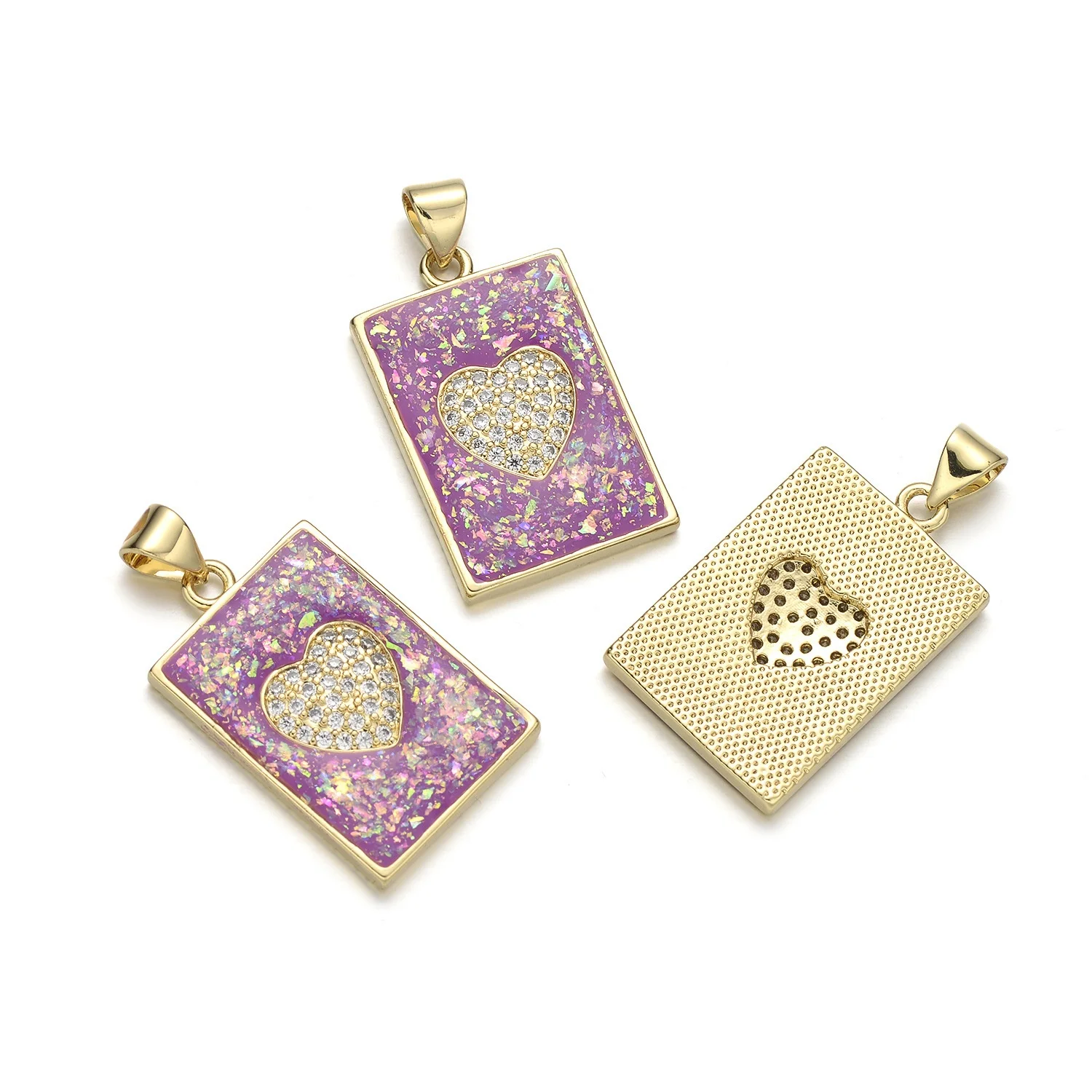 5 Pieces Copper Gold Plated Micro-Inlaid Zircon Heart Pendant Accessories DIY Pearl Necklace Jewelry Making Materials Wholesale