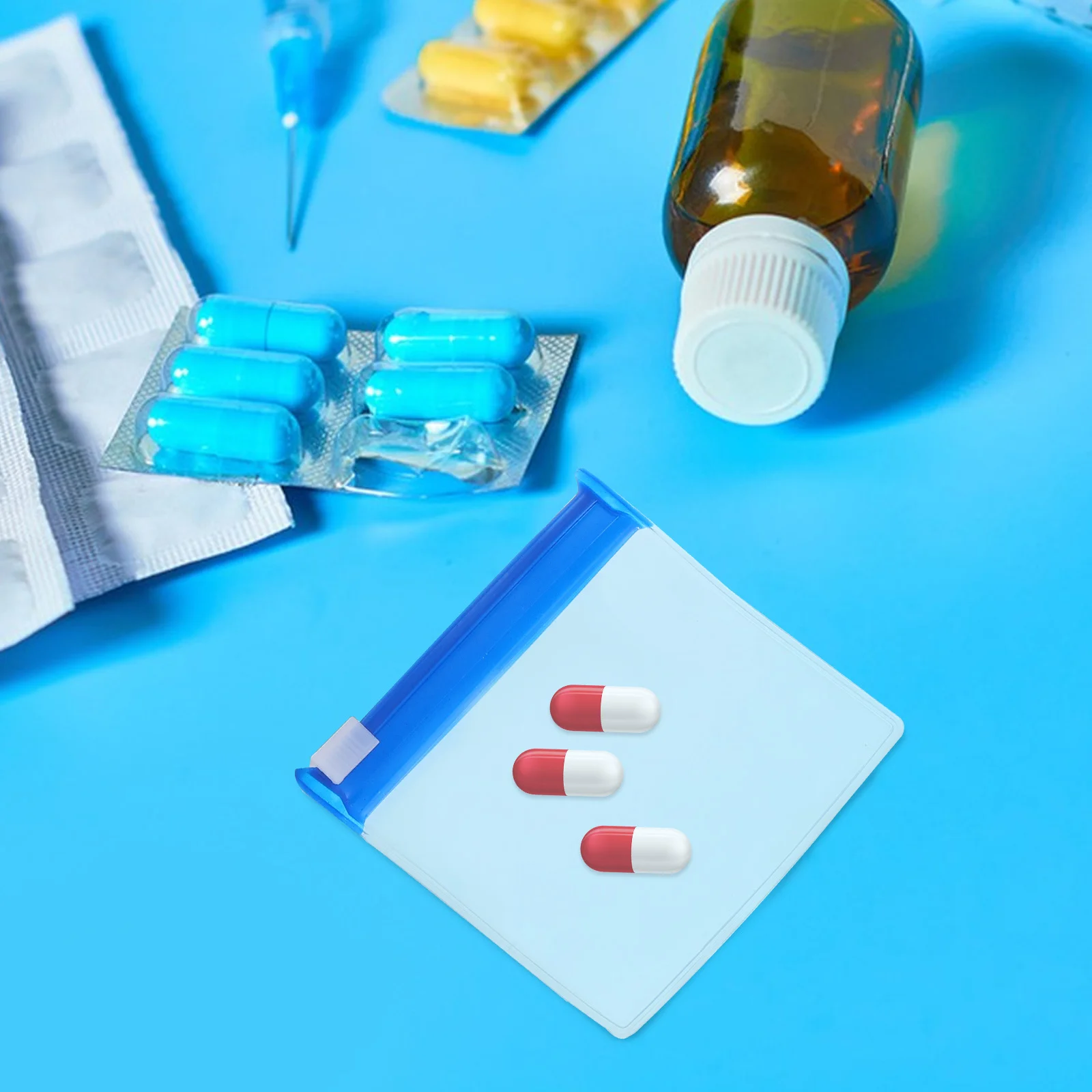 

27Pcs Pill Travel Organizer Zipper Bags Reusable Medicine Storage Pouches with Label Stickers Compact Portable Pill Holder