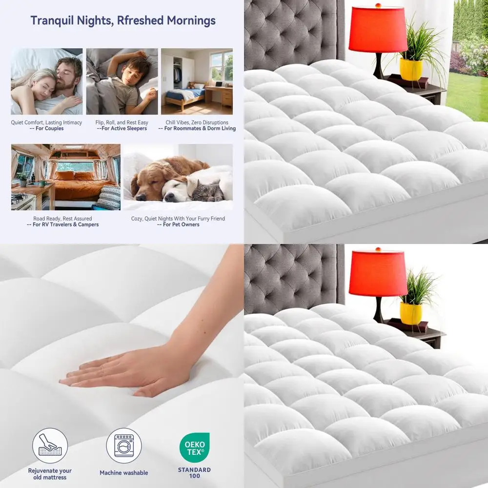 

Плюшевый наматрасник с подушкой для облегчения спины, очень толстая подушка с глубоким карманом, мягкая наполнитель с переполнителем