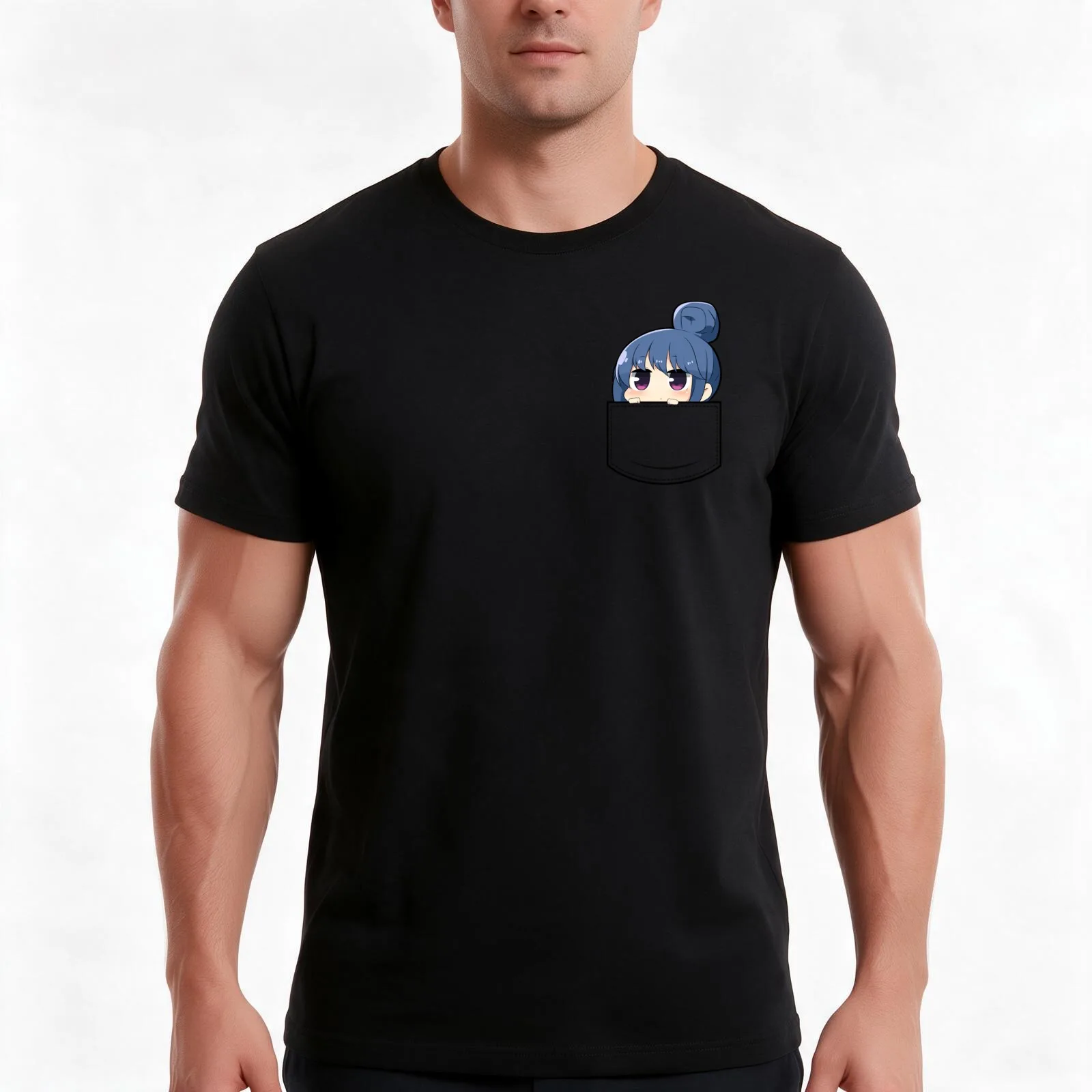 Chibi Shima Rin in your pocket - Yuru Camp T-Shirt Summer Casual Cotton Tee Oversized Streetwear Tops Vintage Graphic Print