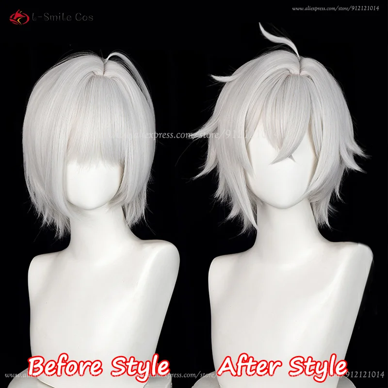 ZZZ Seth Lowell Cosplay Wig 30cm Silver White Wigs For Men Women Cosplay Anime Wig Heat Resistant Synthetic Hair Halloween view 2