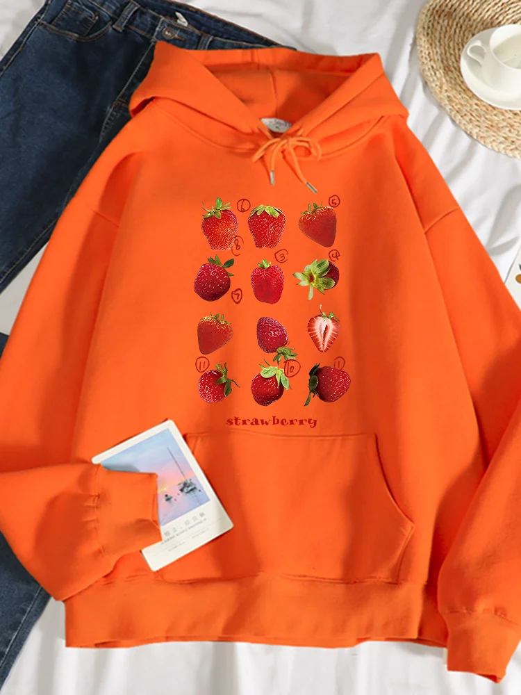 Sweat à capuche imprimé fraises fraîches pour femmes, sweat à capuche tendance, sweat-shirt décontracté, sourire mignon, vêtements pour femmes, S-média, automne