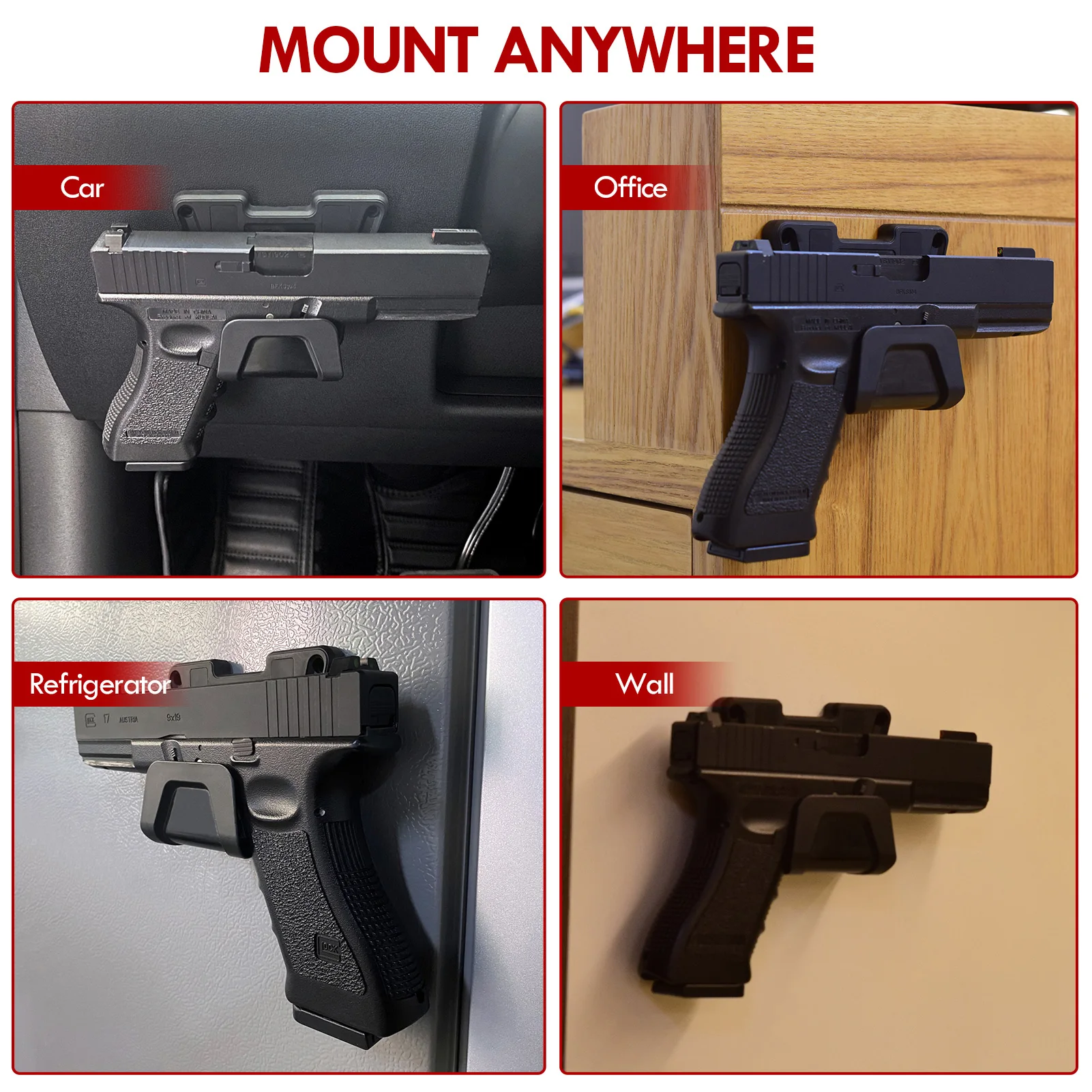 Magnetic Gun Mount with Safety Trigger Guard Protection, Gun Magnet Mount Holster Gun Holder Rack