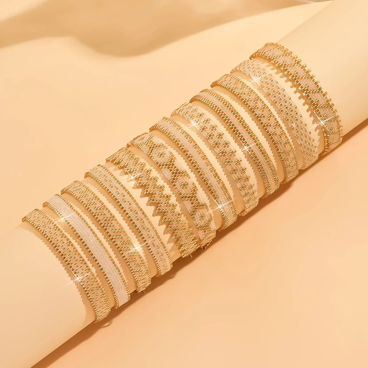 ZHONGVI Women's Bohemia Multilayer Weave Bracelet Adjustable Stainless Steel Chain Miyuki Shiny Beads Charm Fashion Jewelry