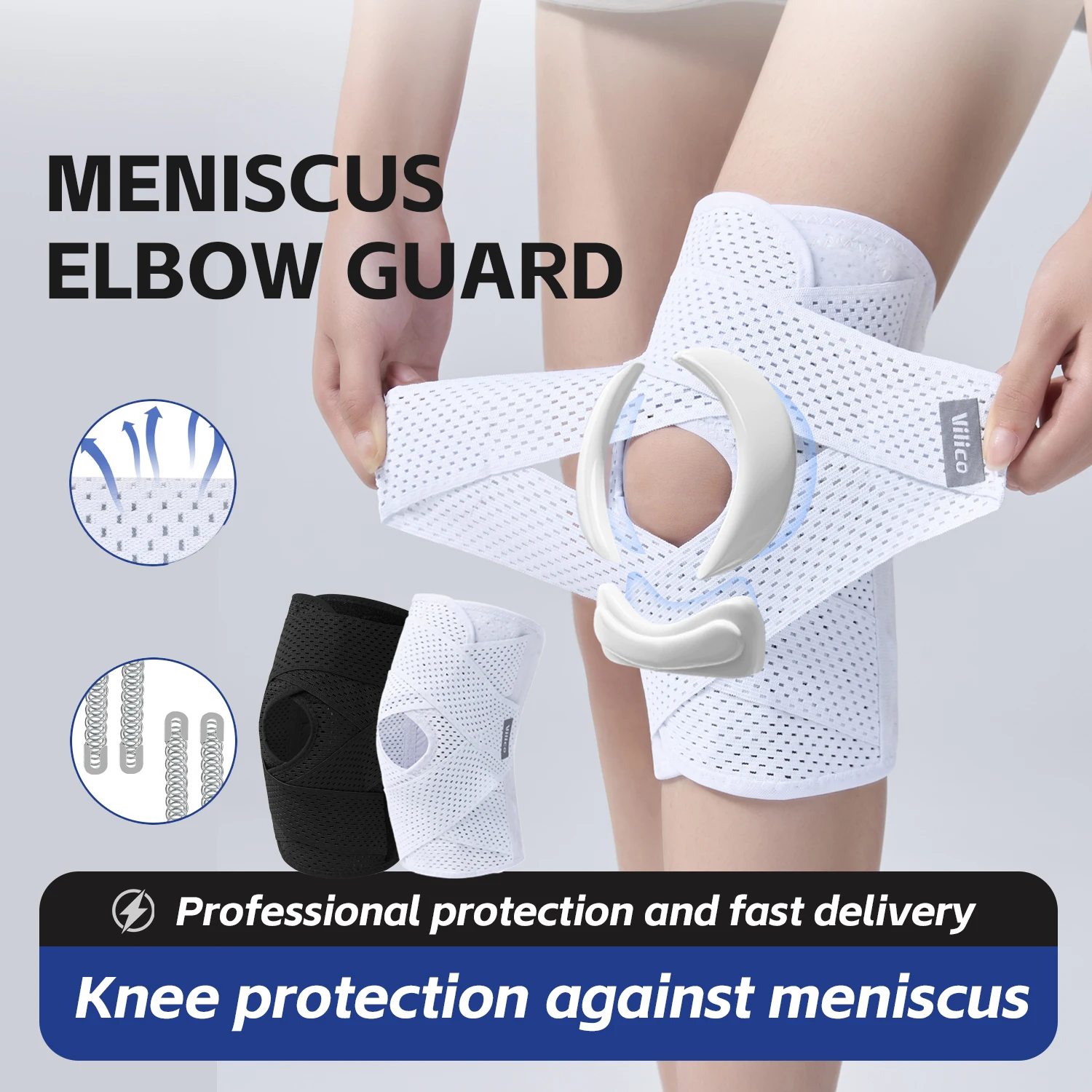 

Sports Kneepad Pressurized Elastic Knee Pads Knee Support Joints Protector Fitness Gear Injury Recovery Brace Protector Non-Slip