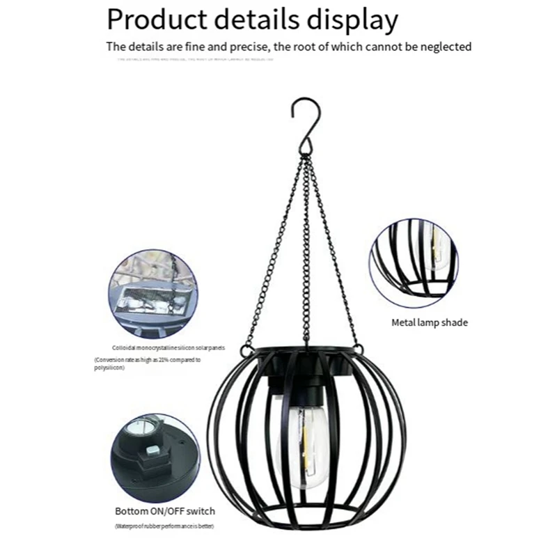 Solar Lanterns Outdoor Lights, Metal Solar Lantern Lights, Brighter Hanging Solar Lights Outdoor Waterproof Easy Install 2 Pack