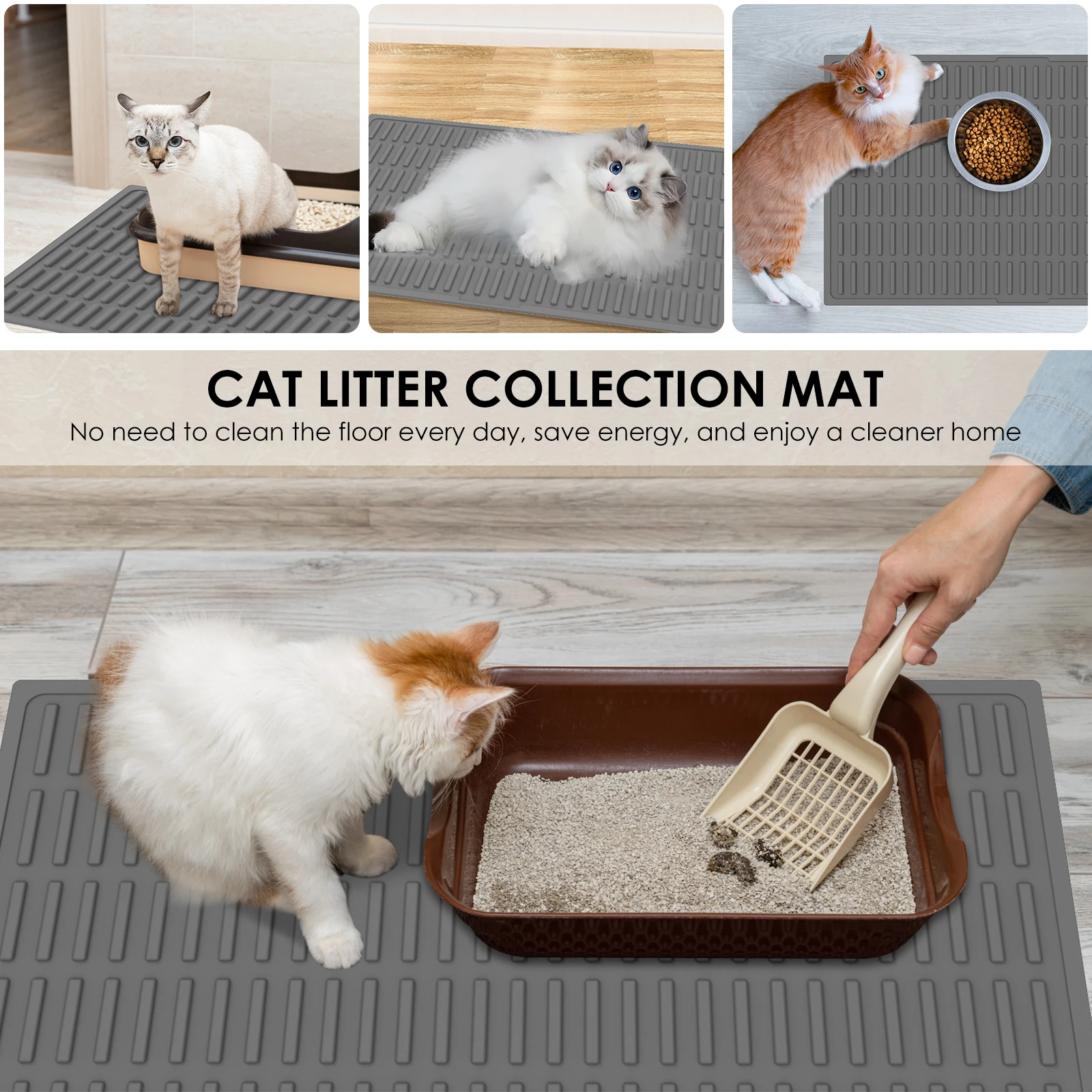 Silicone Cat Litter Mat 60x40cm Waterproof Kitty Litter Trapping Mat Nonslip Under Litter Box Mat Pet Clean Supplies Feeding Pad