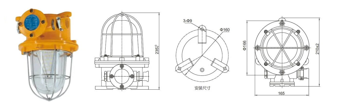 ATEX 85-265V IP66 CFD1-L Aluminum LED Explosion Proof Pendant Light