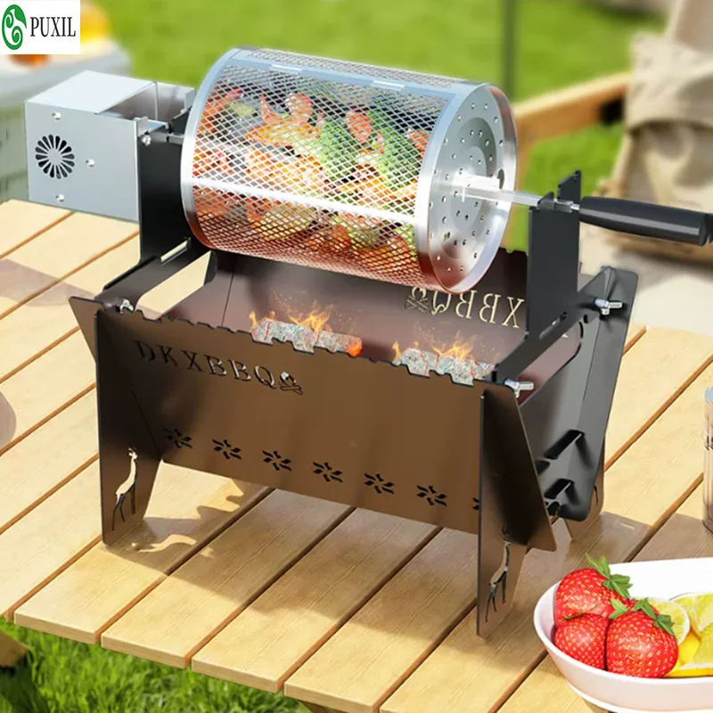 outdoor-portable-foldable-220v-electric-rotating-barbecue-grill-automatic-rotary-cage-roaster-cooking-machine