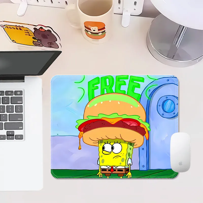 High Definition Funny Cartoon SpongeBob SquarePants Leather Mouse Pad Small Girls Office Desk Pad Portable Non-Slip Wrist Pad