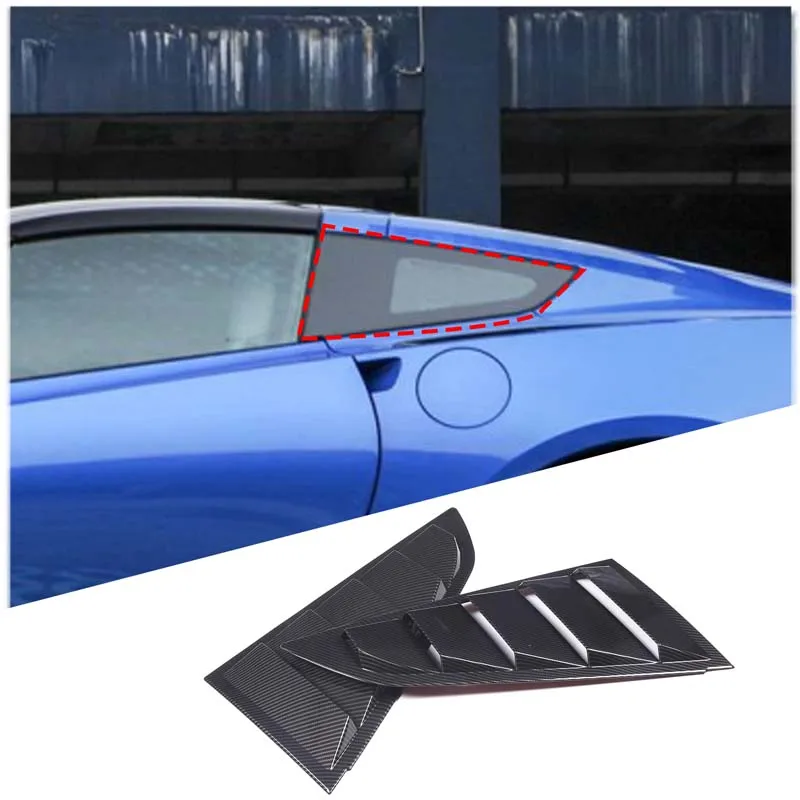 For Corvette C7 2014-2019 Rear Triangle Blinds Car Rear Window Deflector Cover Sticker Auto Accessories ABS Piano Black 2pcs