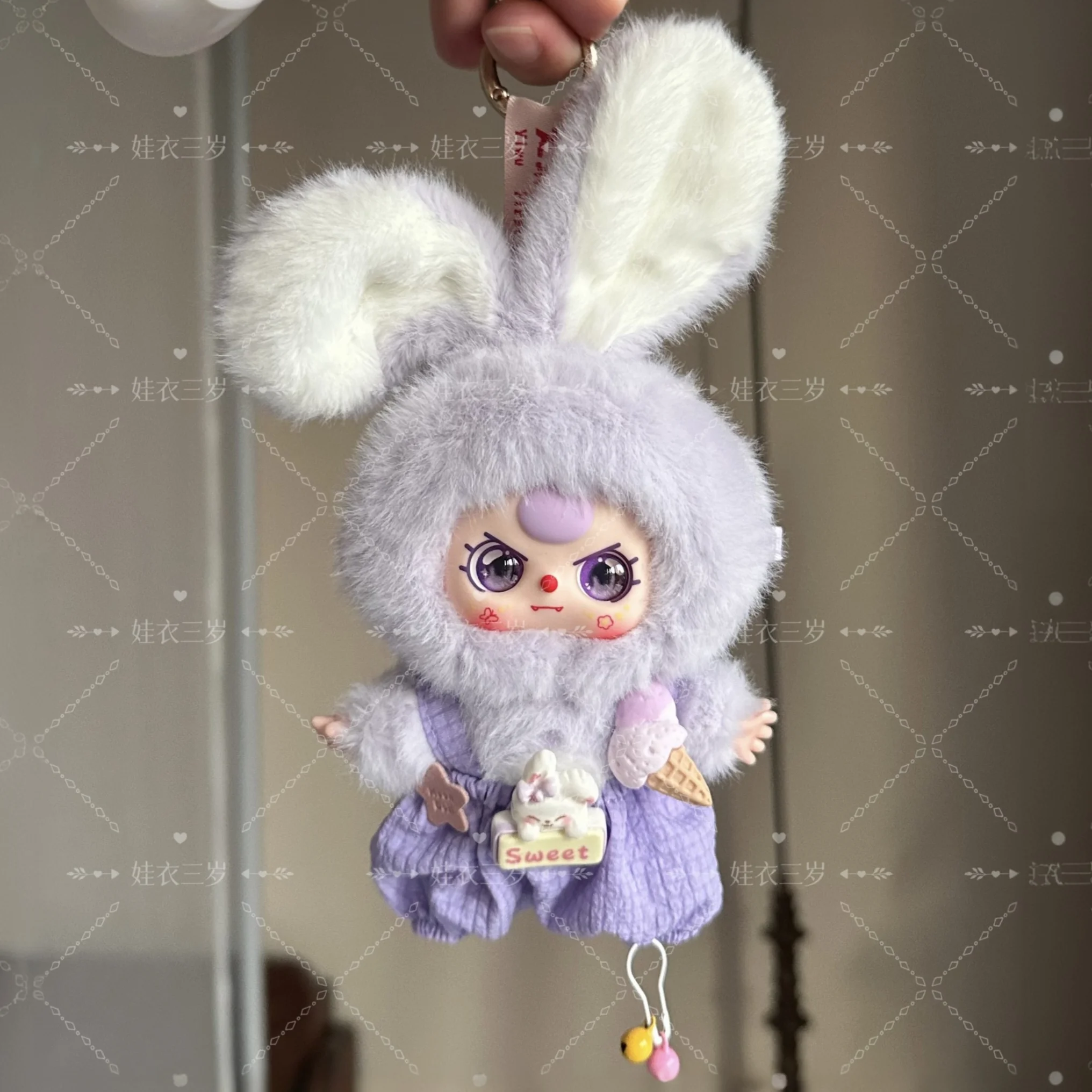 

[Baby Clothes Only] Suitable For 10cm Baby Clothes Baby Three Mini Rabbit Dopamine Suspender Pants Cute Hair Card Dressing Set